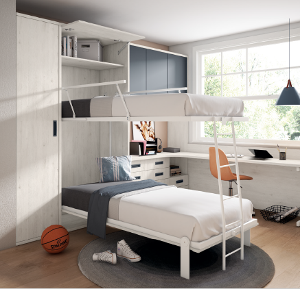 Litera con armario y mesa para habitación juvenil de Dvives Sucesores